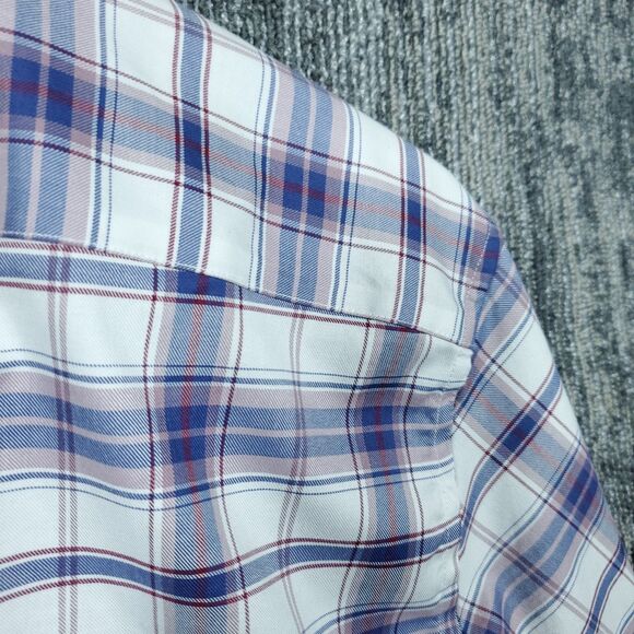 Twillory Mens XL Blue Plaid Untuckable Button Up Long Sleeve Shirt Tailored - Picture 9 of 16